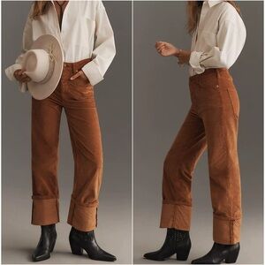 NWT Anthropologie Pilcro The Scotty Cuffed High Rise Straight Leg Corduroy Pant